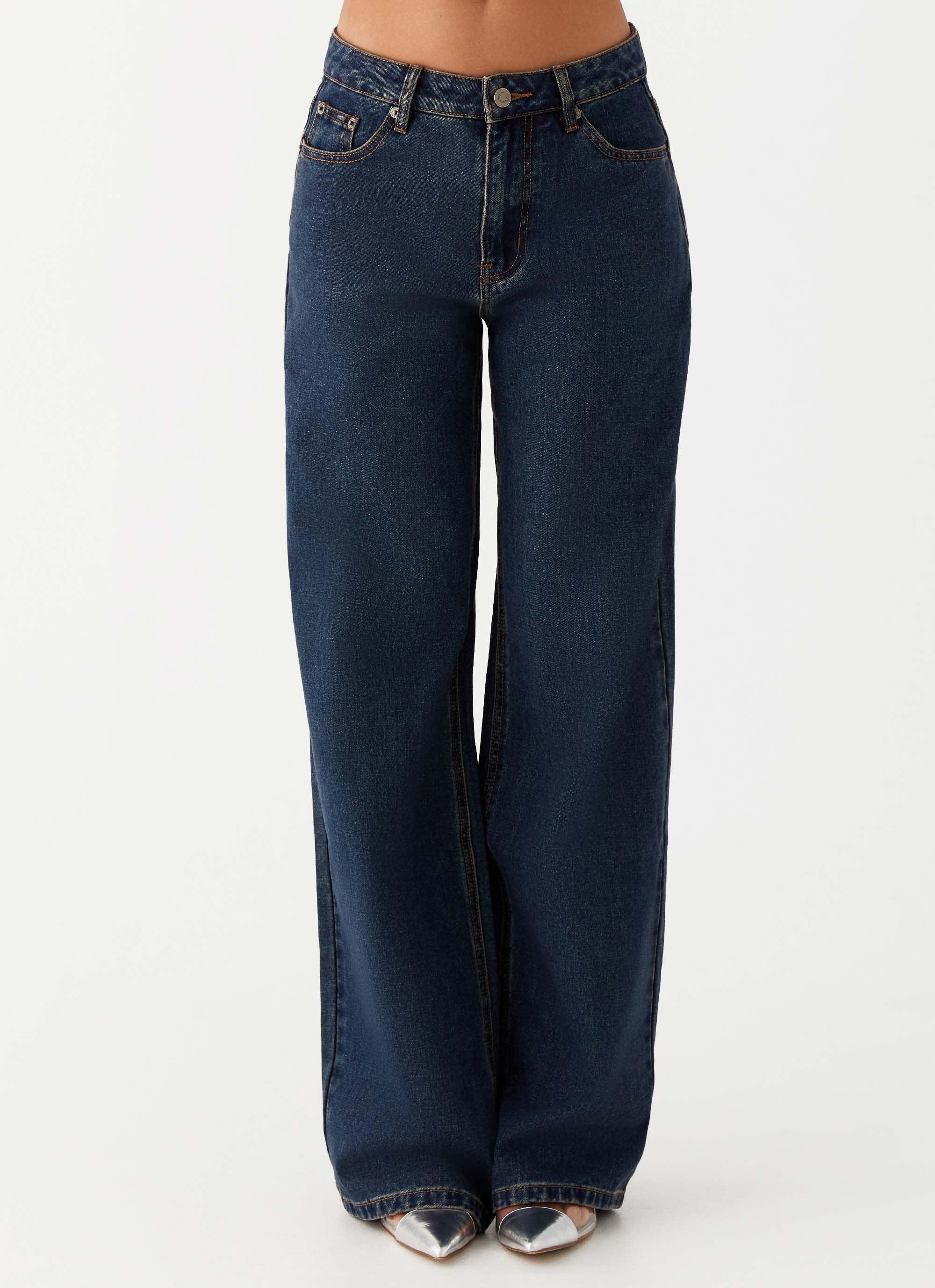 Keanna Low Rise Denim Jeans - Washed Denim Product Image