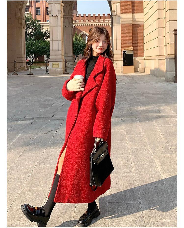 One Buttoned Plain Long Coat Product Image