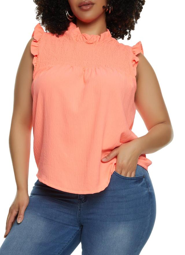 Womens Plus Size Smocked Sleeveless Blouse Product Image