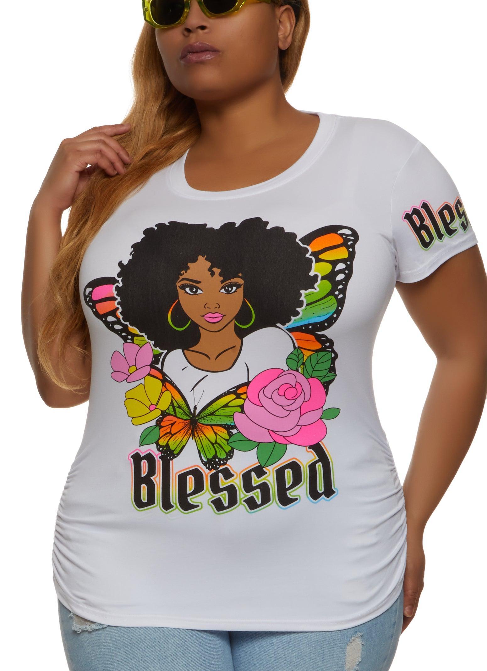 Womens Plus Size Blessed Graphic Tee product image