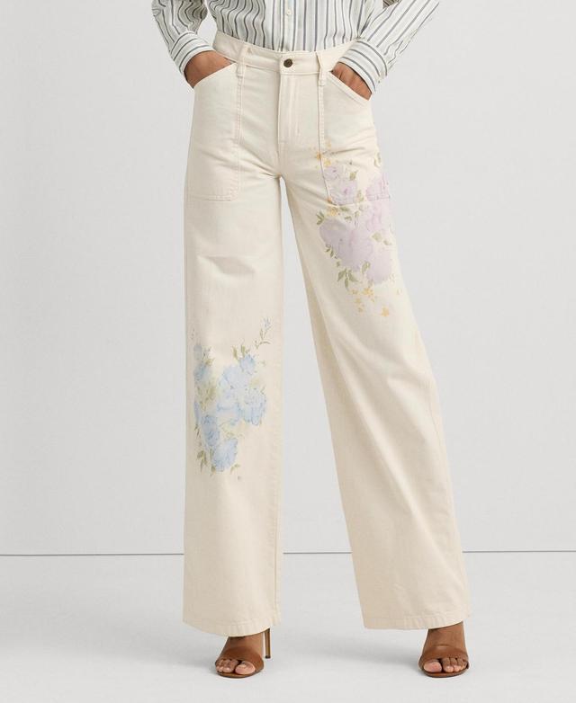 Lauren Ralph Lauren Womens Printed High-Rise Wide-Leg Jeans Product Image