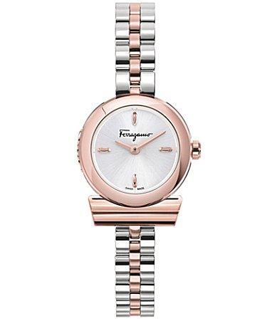 Salvatore Ferragamo Womens Swiss Gancini Two Tone Stainless Steel Bracelet Watch 23mm Product Image