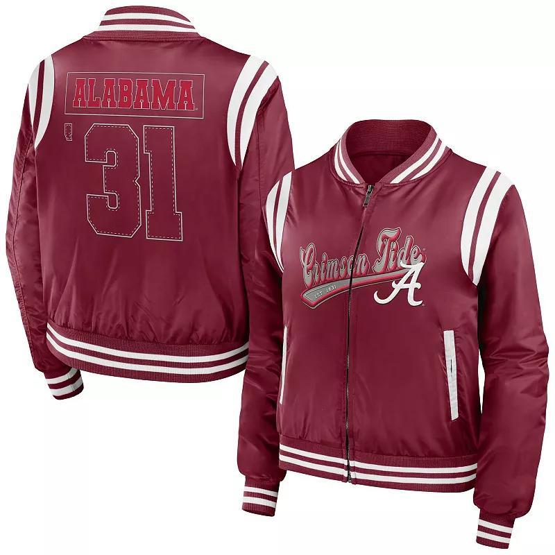 Women's Crimson Alabama Crimson Tide Football Bomber Full-Zip Jacket Product Image