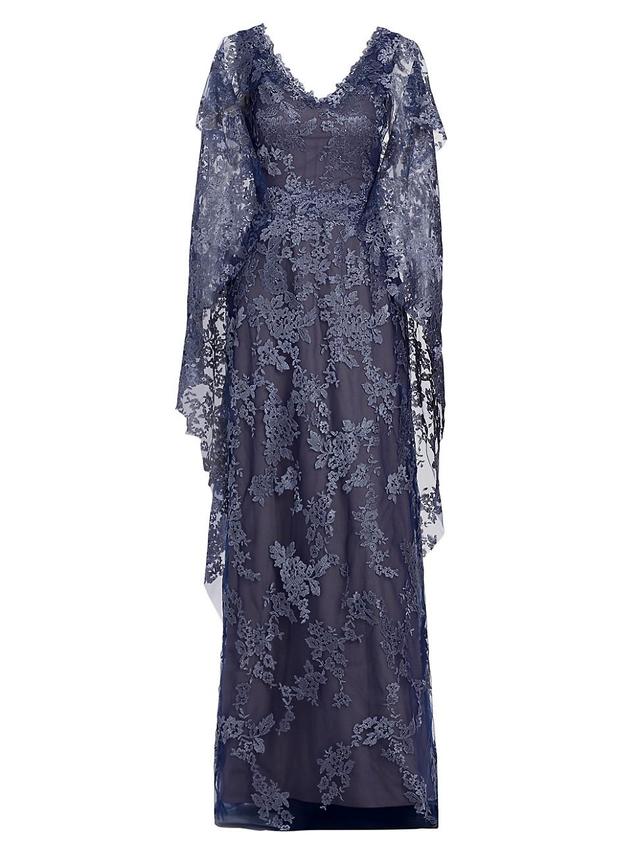 Womens V-Neck Lace Cape Gown Product Image