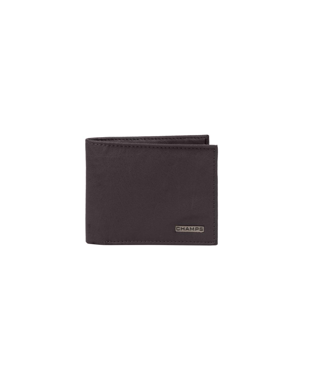 Champs Black Label Center Wing Fold Over Leather Wallet With Rfid Blocking In Navy Product Image