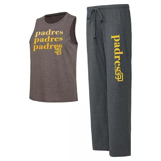 Womens Concepts Sport Charcoal/Brown San Diego Padres Meter Muscle Tank and Pants Sleep Set Product Image