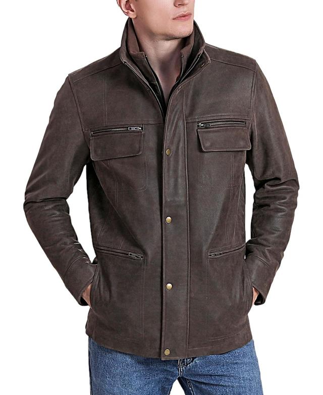 Bgsd Men Austin Distressed Leather Hipster Jacket Product Image