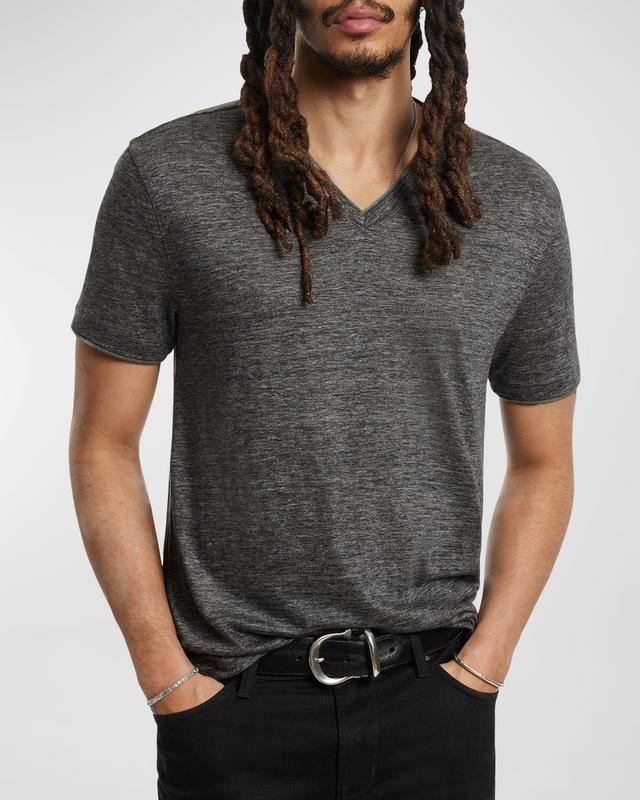 John Varvatos Wooster Regular Fit V-Neck Linen T-Shirt Product Image