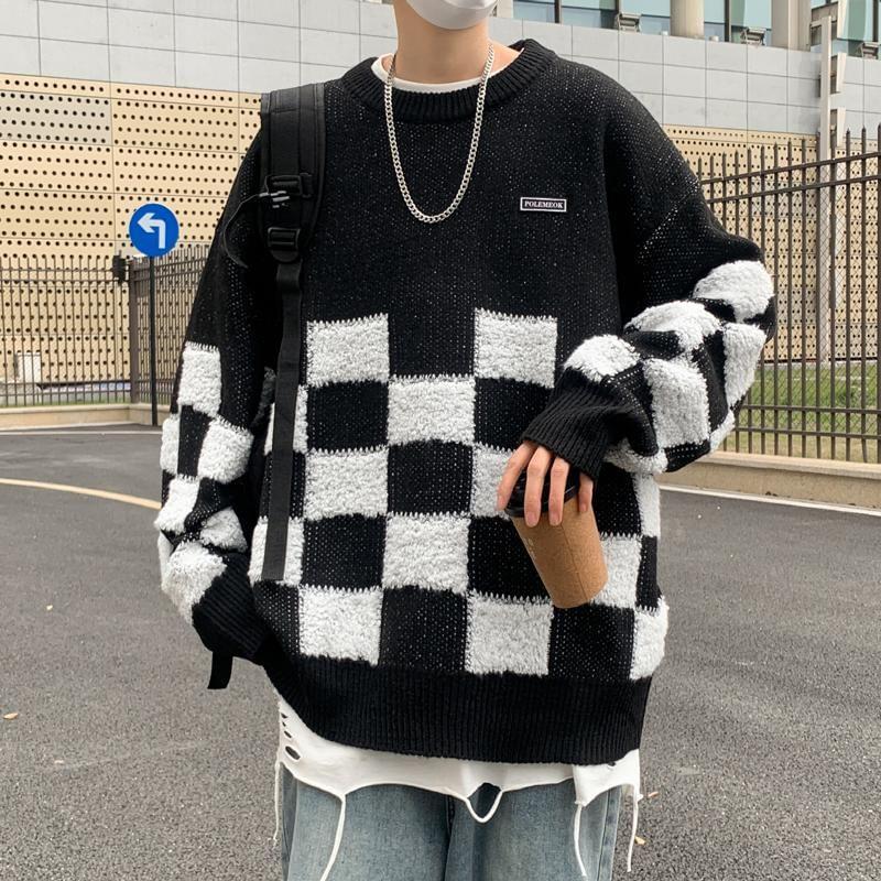 Crew Neck Checker Sweater product image