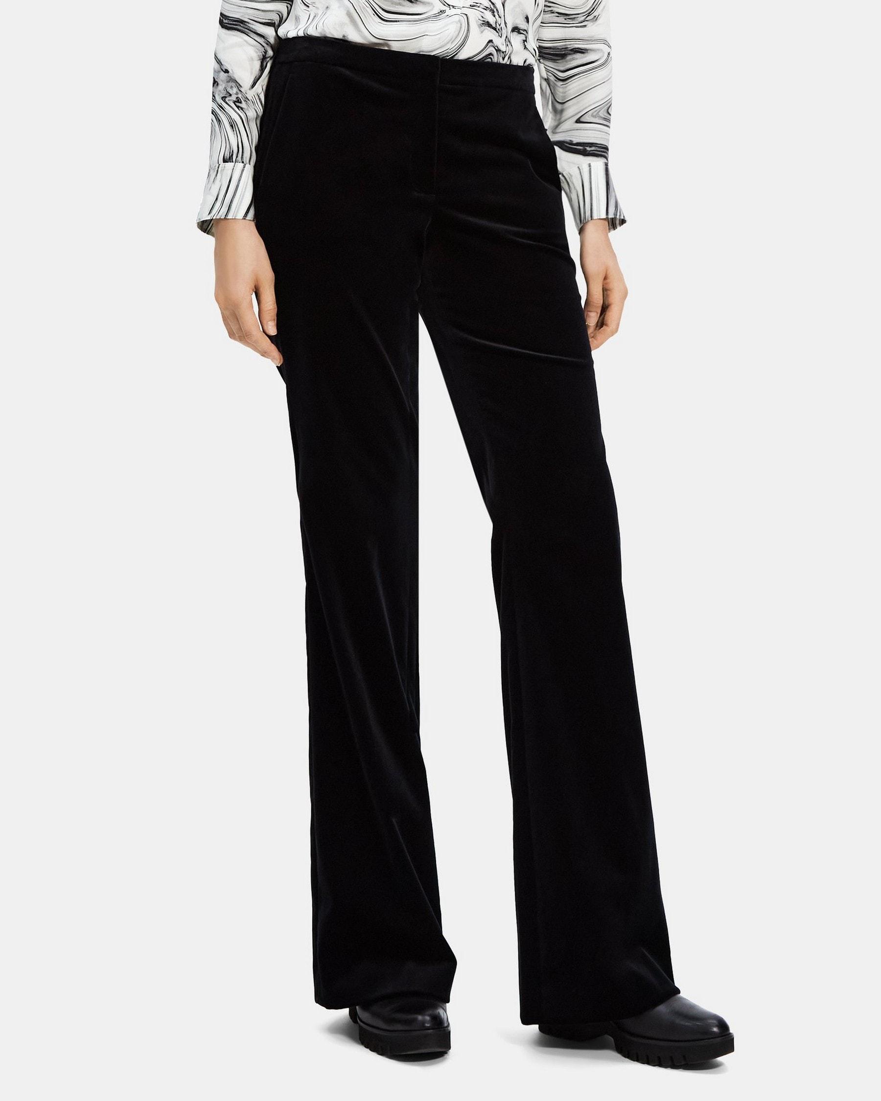 Flared Low-Waist Pant in Stretch Velvet Product Image