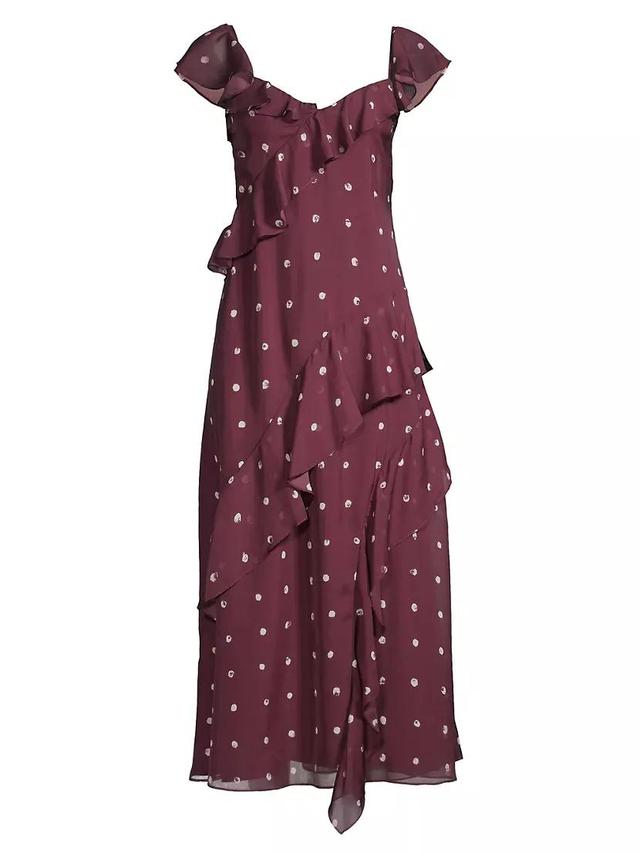 Paint Dot Silk Chiffon Midi-Dress Product Image