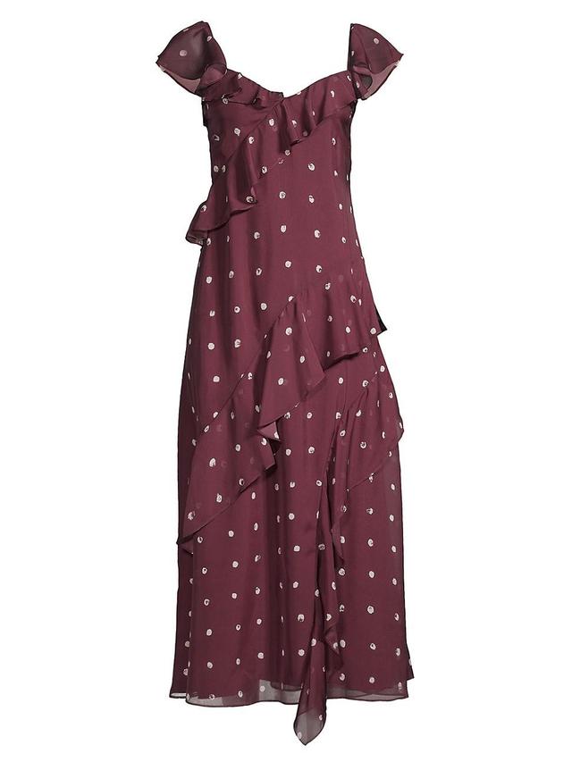 Womens Paint Dot Silk Chiffon Midi-Dress Product Image