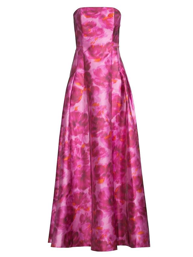 Sachin & Babi Zofia Watercolor Floral Strapless Mikado Gown Product Image