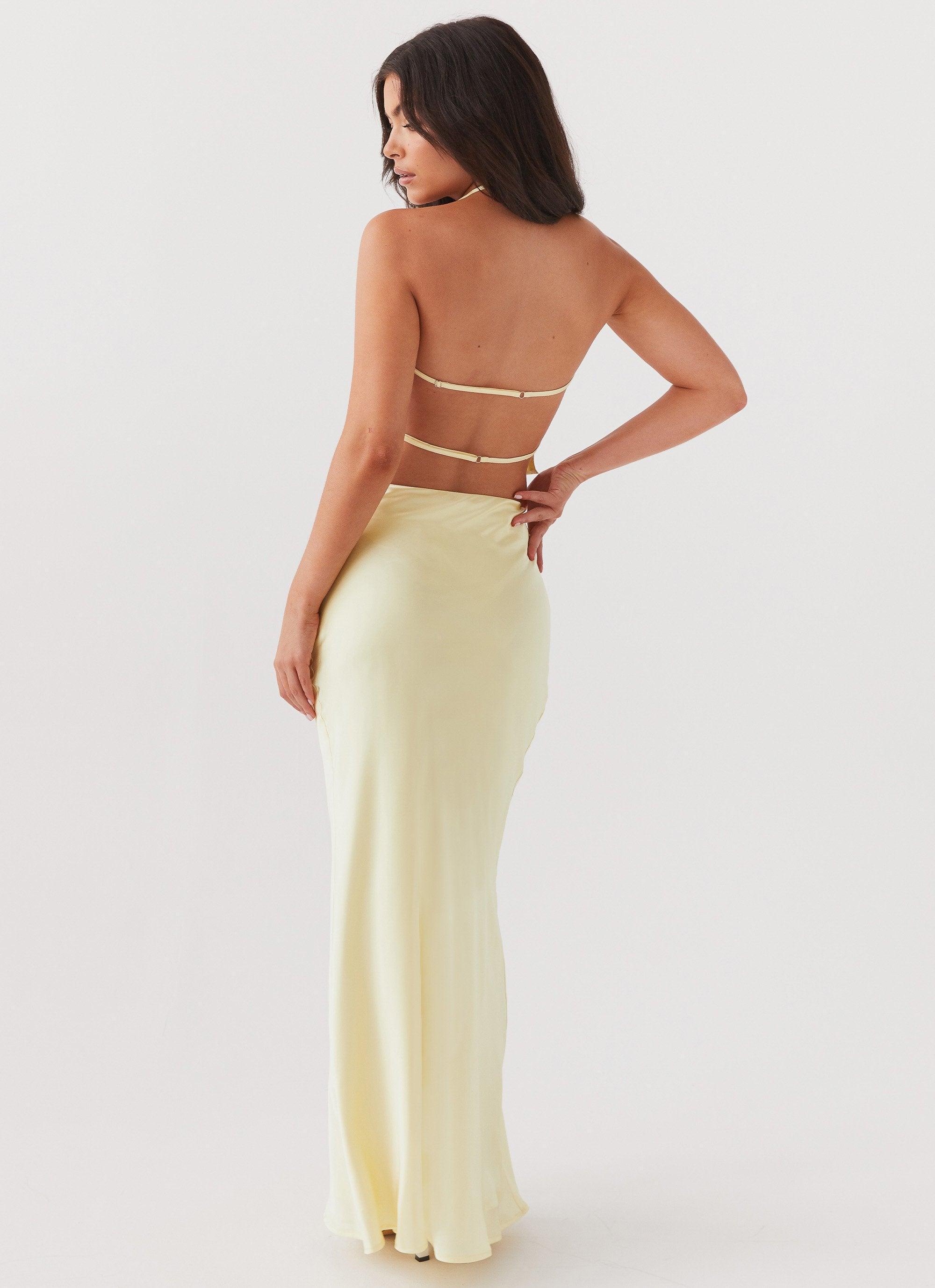 Ivanna Satin Maxi Skirt - Lemon Product Image