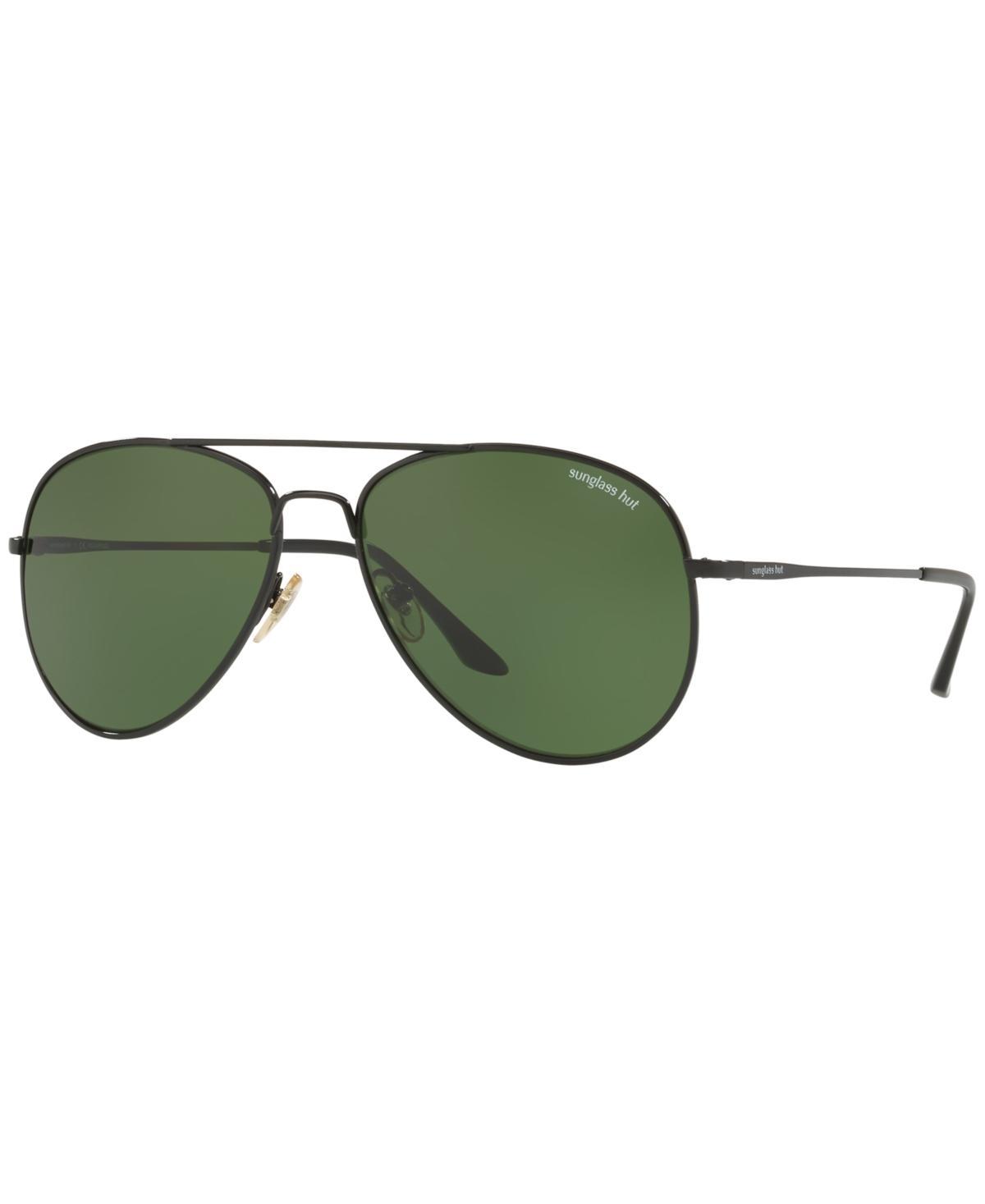 Sunglass Hut HU1001 Polarized Sunglasses - Black/Green - Standard Product Image