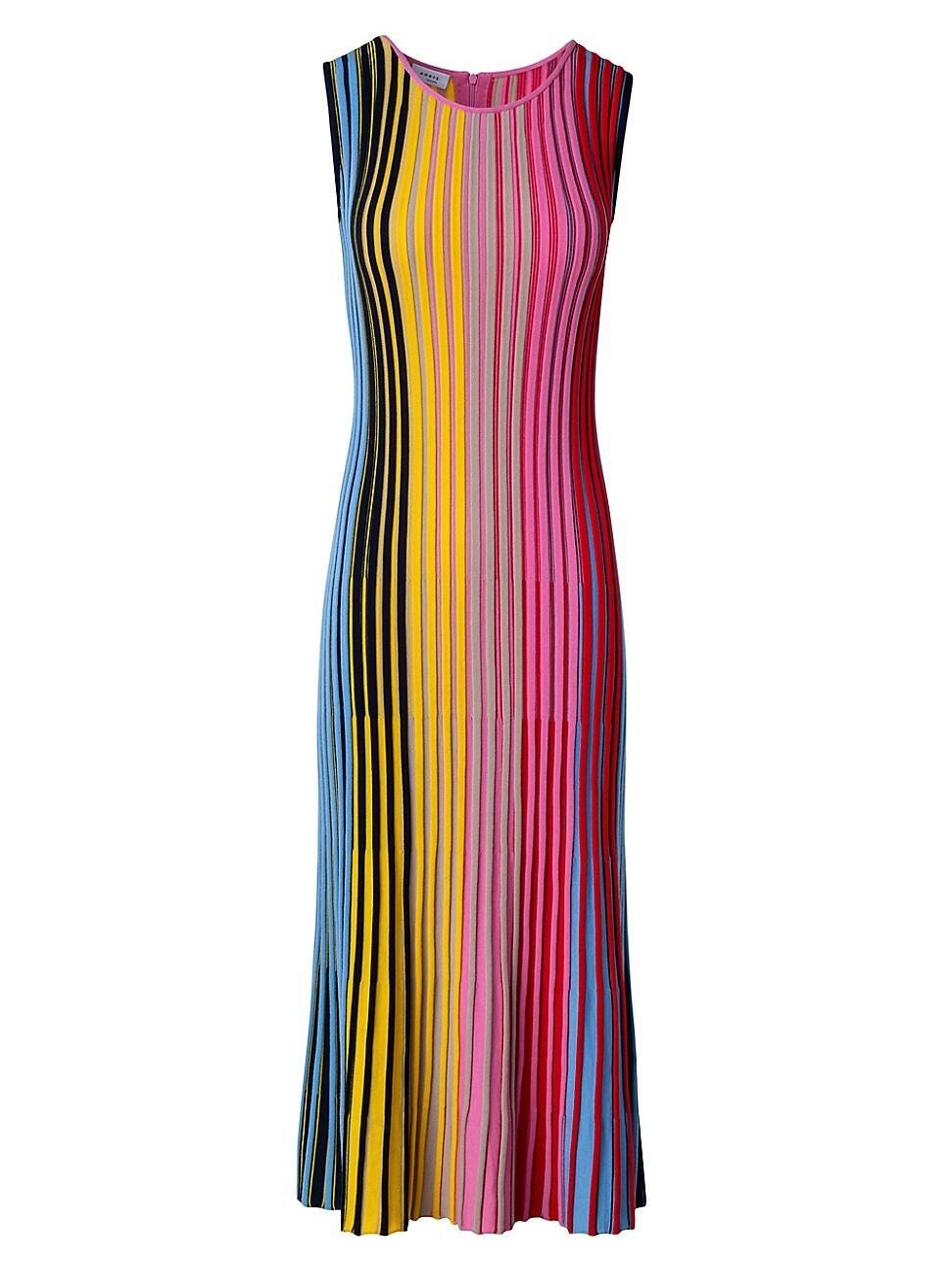 Womens Colorblock Wool Rib-Knit Midi-Dress Product Image