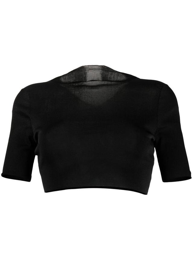 Cropped Short-sleeve Top In Black Product Image