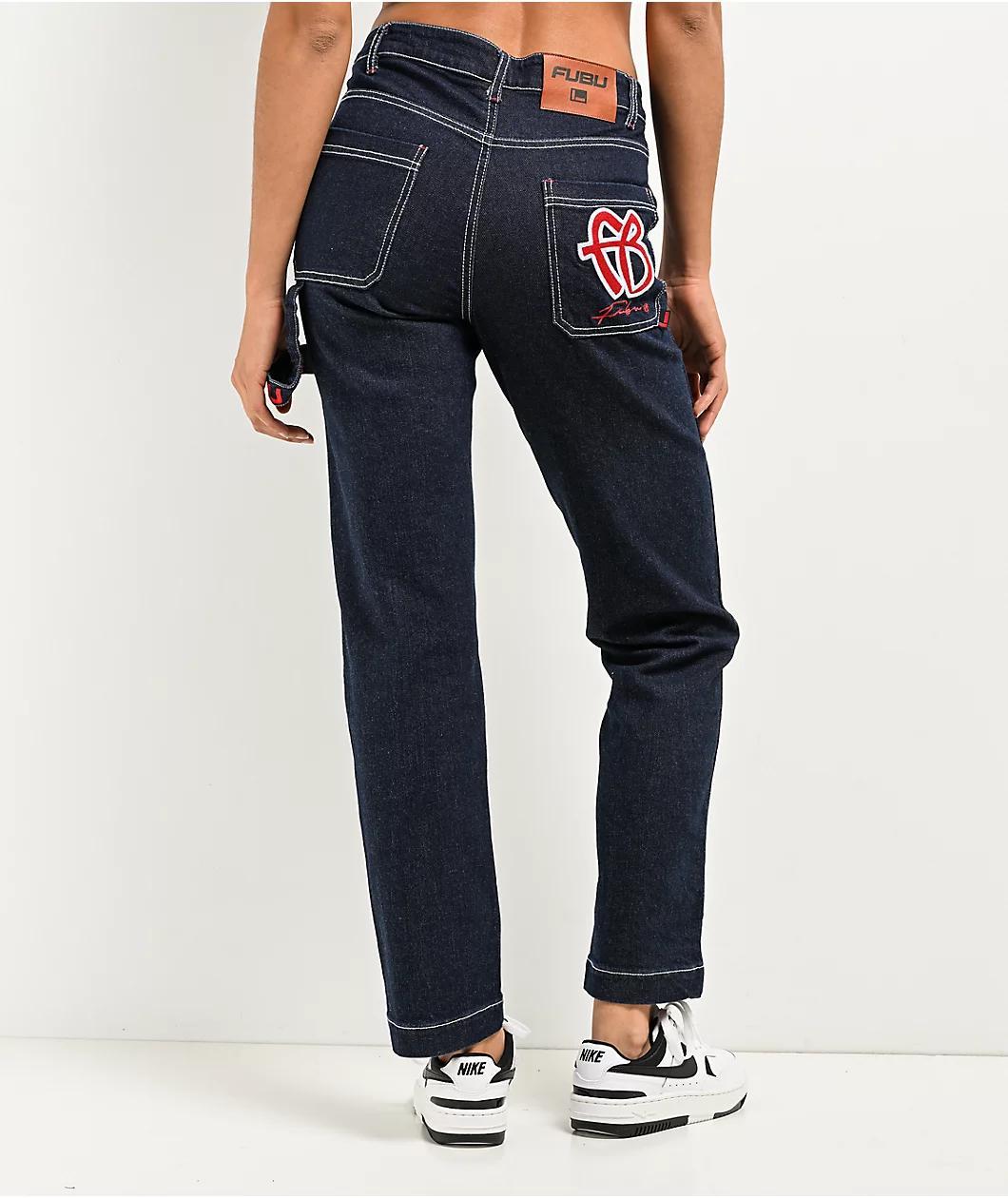 FUBU Classic Dark Blue Double Knee Carpenter Jeans Product Image