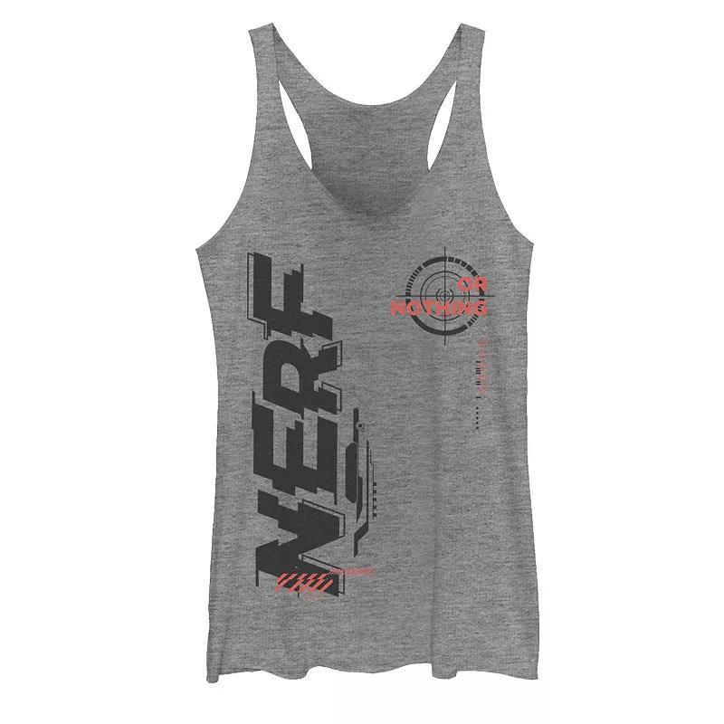 Juniors Nerf Its Nerf Or Nothing Right Side Text Tank Top, Girls Gray Grey Product Image