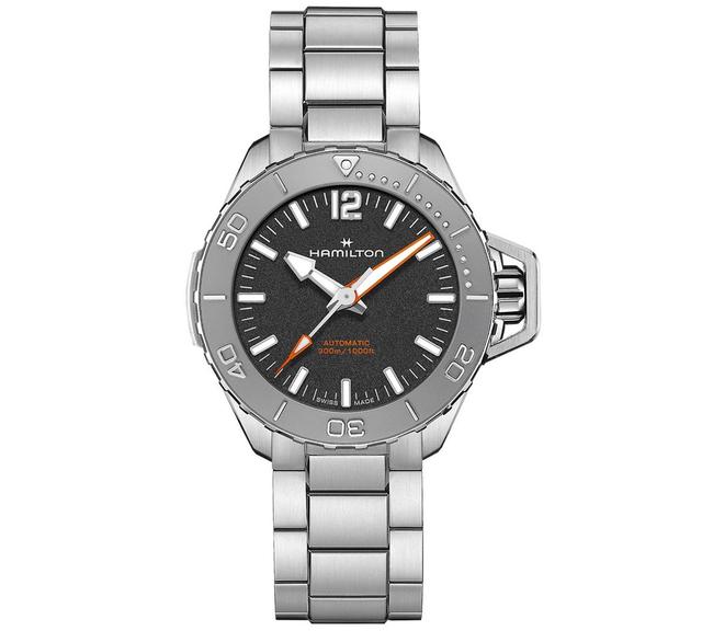 Hamilton Mens Swiss Automatic Khaki Navy Frogman Stainless Steel Bracelet Watch 41mm - Silver Product Image