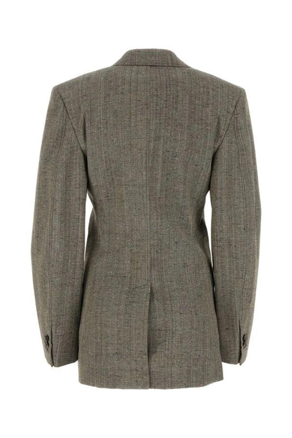 Knotted Melange Viscose Blazer Jacket In Brown Product Image