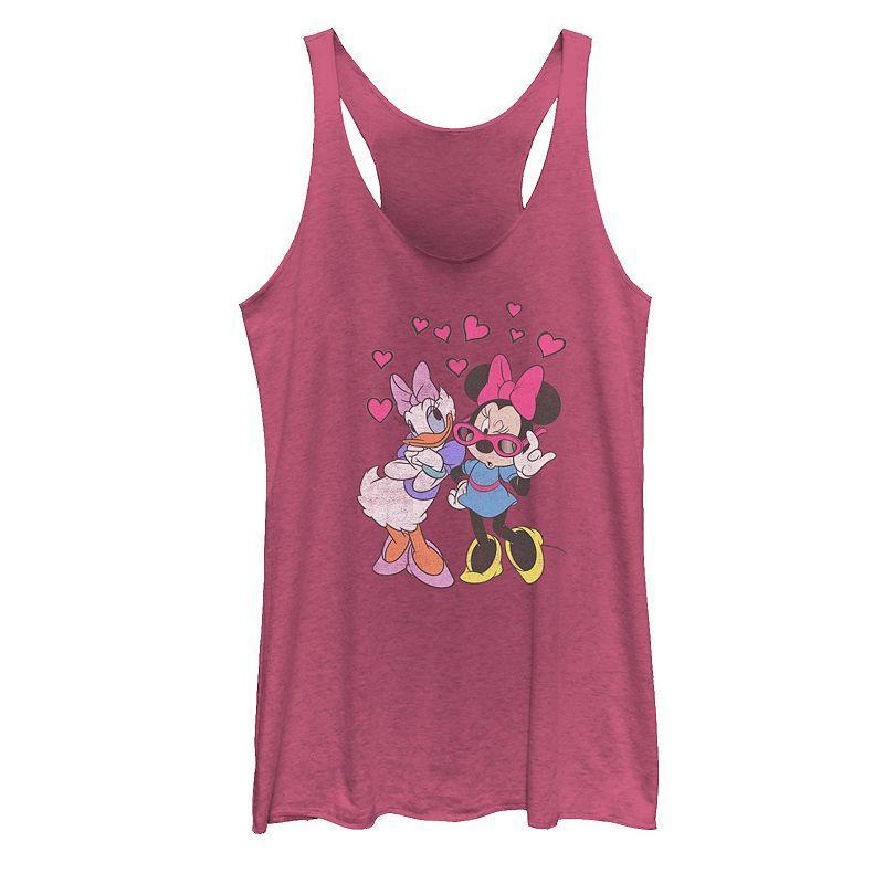 Disneys Mickey And Friends Minnie Mouse & Daisy Duck Juniors Racerback Tank Top, Girls Pink Grey Product Image