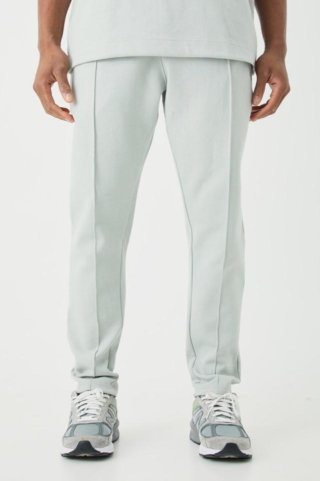 Mens Grey Slim Tapered Interlock Pintuck Jogger, Grey Product Image