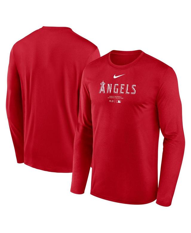 Los Angeles Angels Authentic Collection Practice Nike Mens Dri-FIT MLB Long-Sleeve T-Shirt Product Image