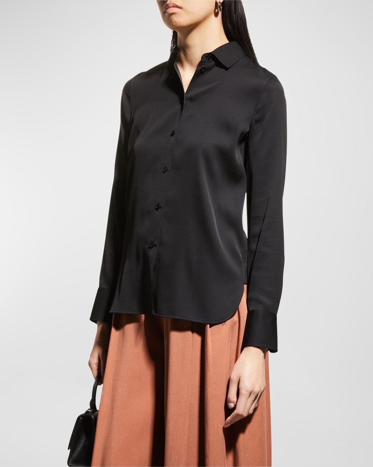 Womens Silk-Blend Slim-Fit Blouse Product Image