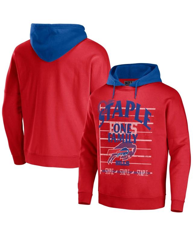 Mens Nfl X Staple Red Buffalo Bills Oversized Gridiron Vintage-Like Wash Pullover Hoodie Product Image