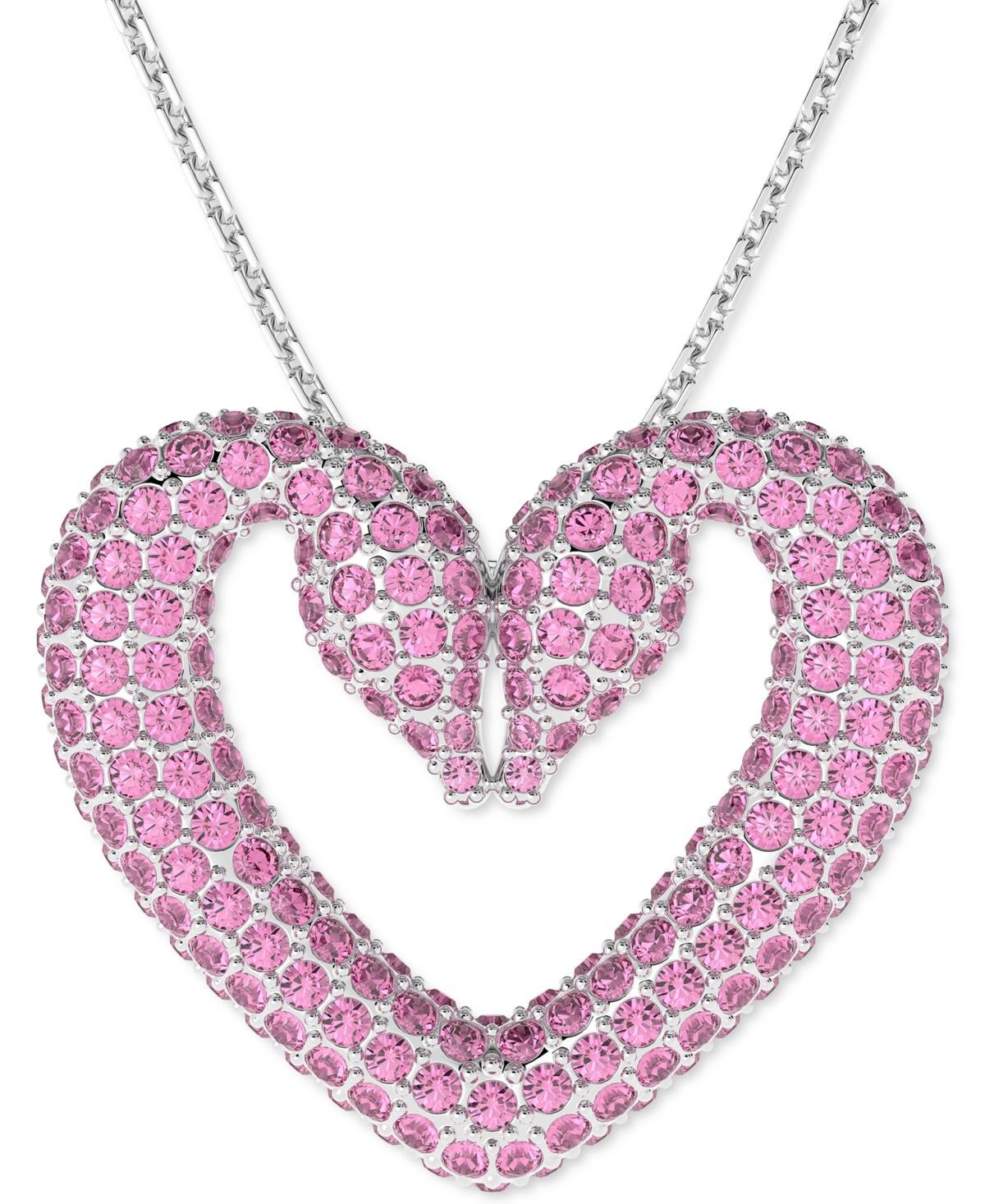 Swarovski Rhodium-Plated Pave Swan Heart 16-1/2 Pendant Necklace Product Image