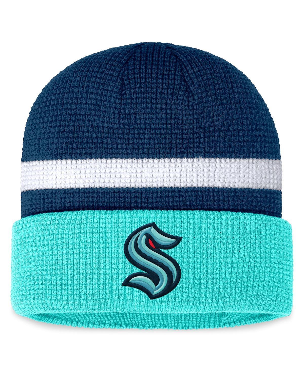 Mens Fanatics Branded Deep Sea Blue/Light Blue Seattle Kraken Fundamental Cuffed Knit Hat Product Image