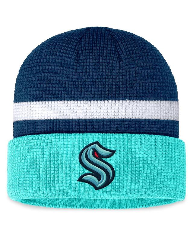 Mens Fanatics Branded Deep Sea Blue/Light Blue Seattle Kraken Fundamental Cuffed Knit Hat, Krk Blue Product Image