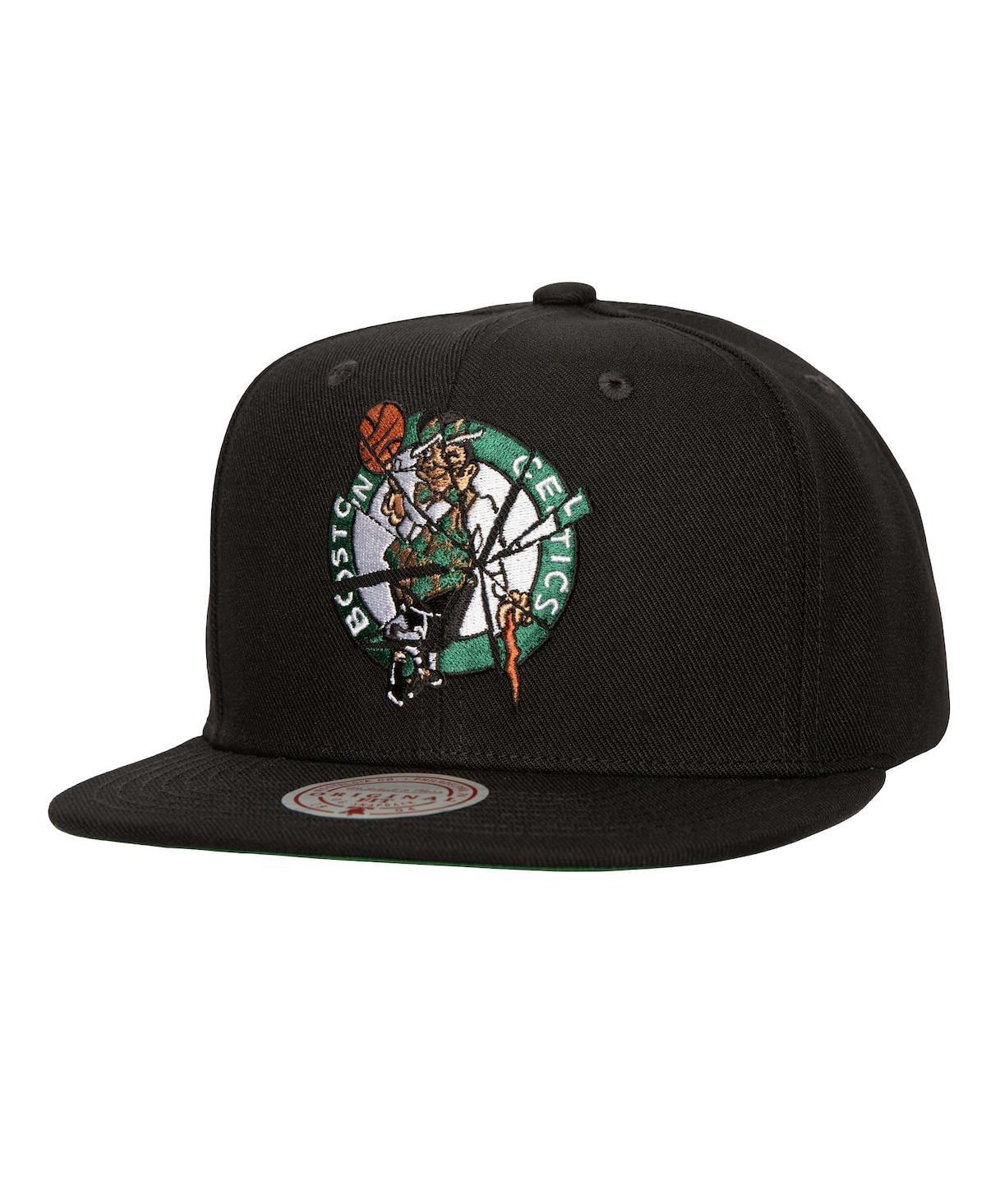 Mitchell & Ness Mens Black Boston Celtics Shattered Snapback Hat Product Image