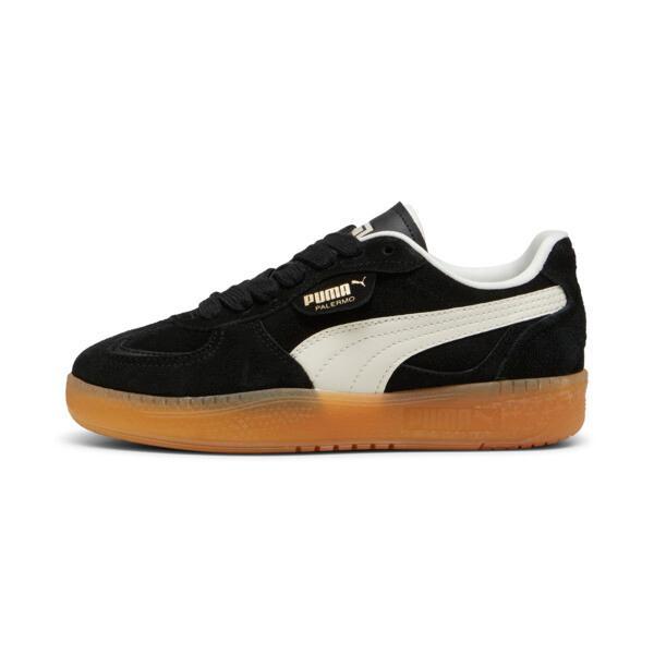 PUMA Palermo Moda Xtra Gum Sneakers Women in Black/Frosted Ivory/Gold Product Image