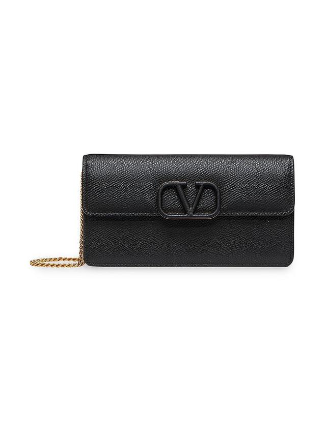 Womens VLogo Signature Grainy Calfskin Wallet with Chain Product Image