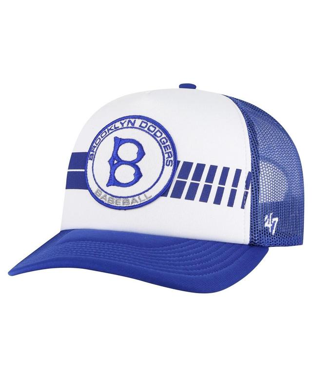 47 Brand Mens White Brooklyn Dodgers Cooperstown Collection Pack Express Trucker Adjustable Hat - Royal Product Image