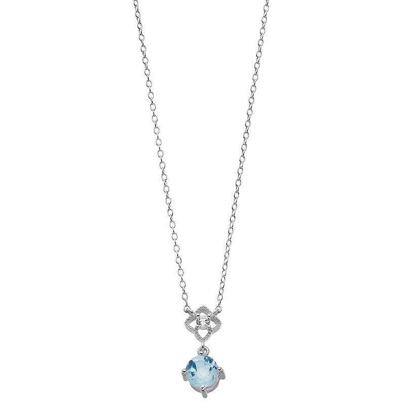 Gemminded Sterling Silver Blue & White Topaz Pendant, Womens Product Image