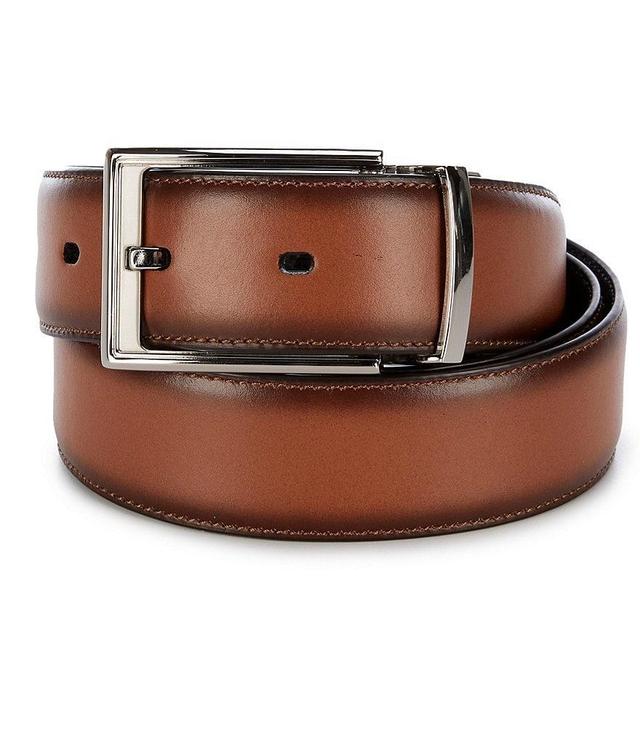 Roundtree & Yorke Shiny Nickle Reversible Leather Belt Product Image