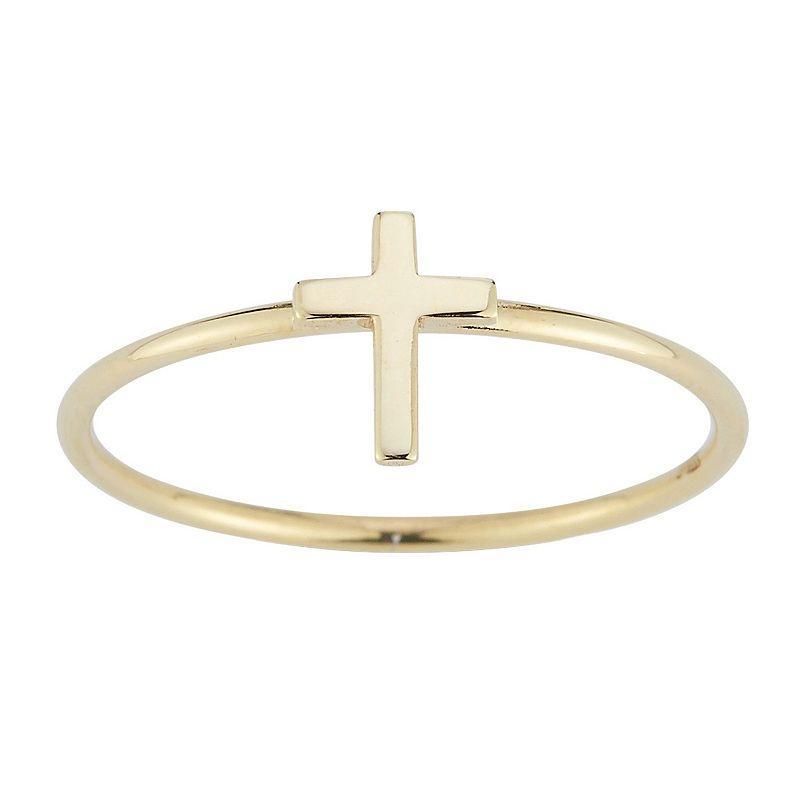 LUMINOR GOLD 14k Gold Cross Stackable Ring, Womens Yellow Product Image