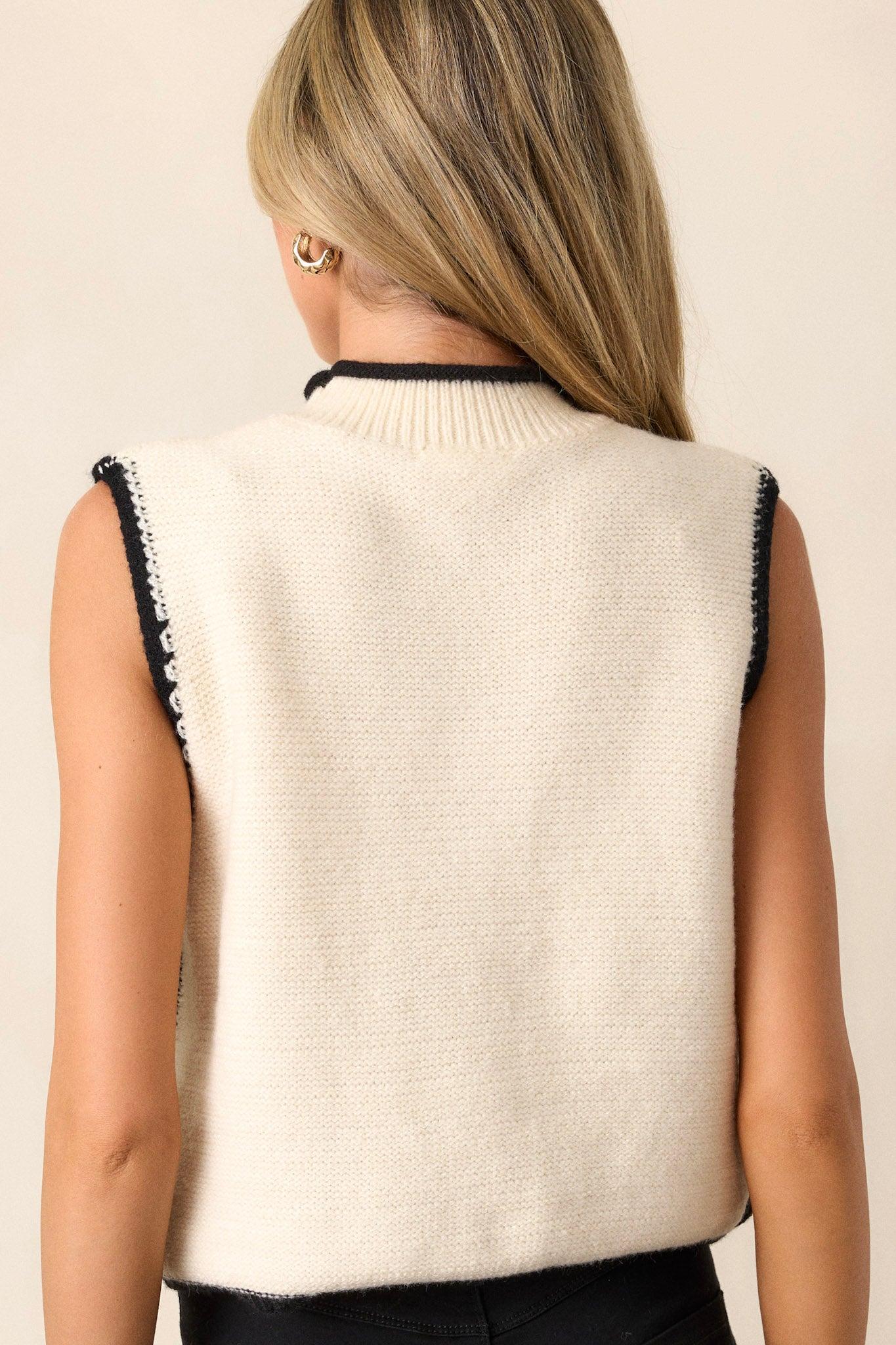 Moonstone Haze Ivory Sleeveless Sweater Top Product Image