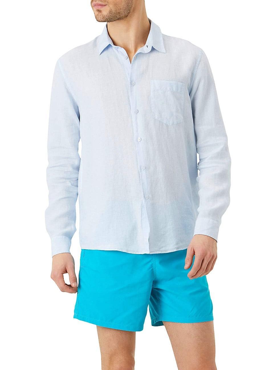 Mens Long-Sleeve Linen Shirt Product Image