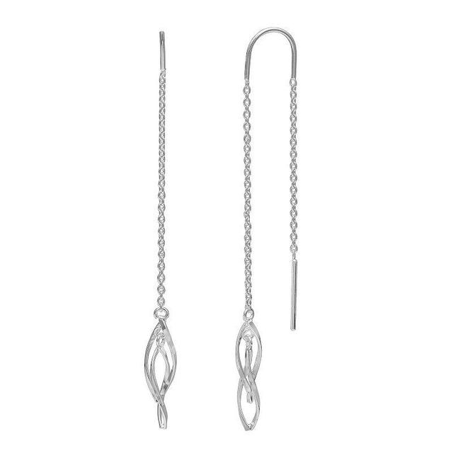 PRIMROSE Sterling Silver Twisted Chain Threader Earrings, Womens Product Image