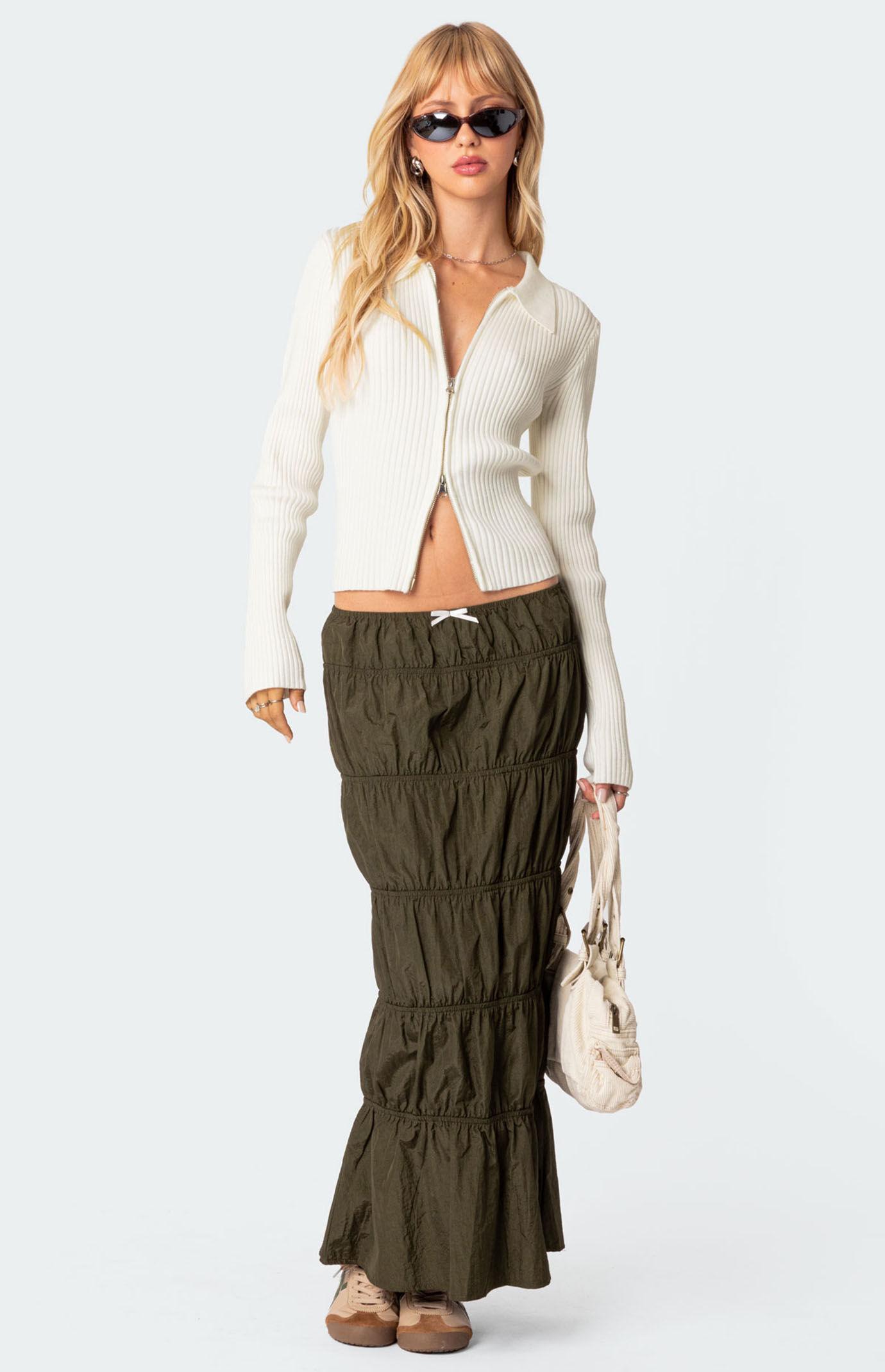 Edikted Womens Tiered Scrunch Maxi Skirt - Greenmall Product Image