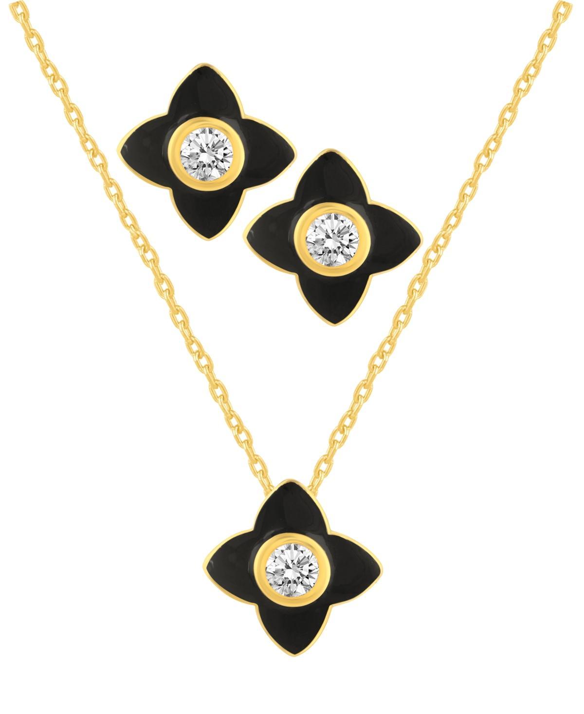 Crystal Enamel Necklace and Earring Set, 2-Piece Product Image