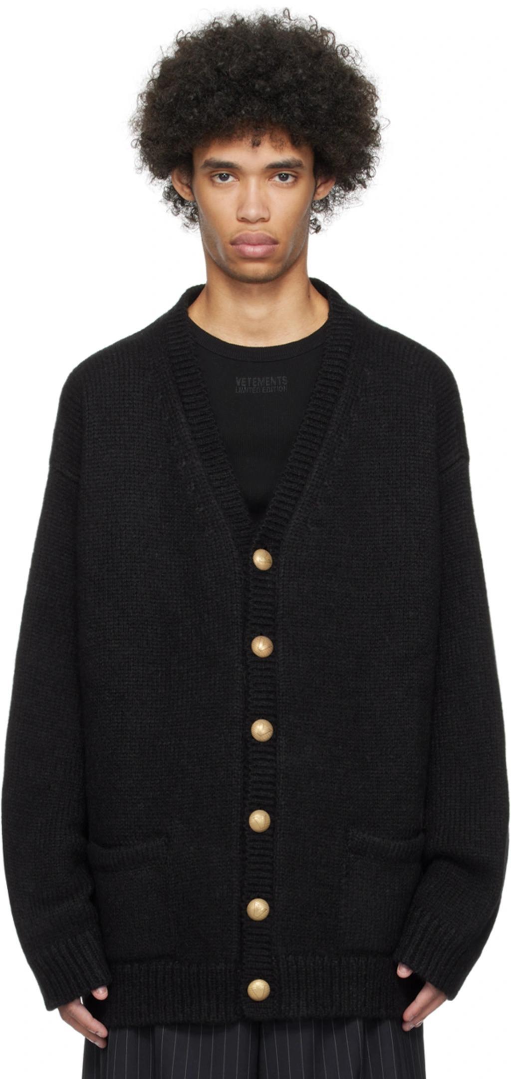 Black Fancy Button Cardigan Product Image