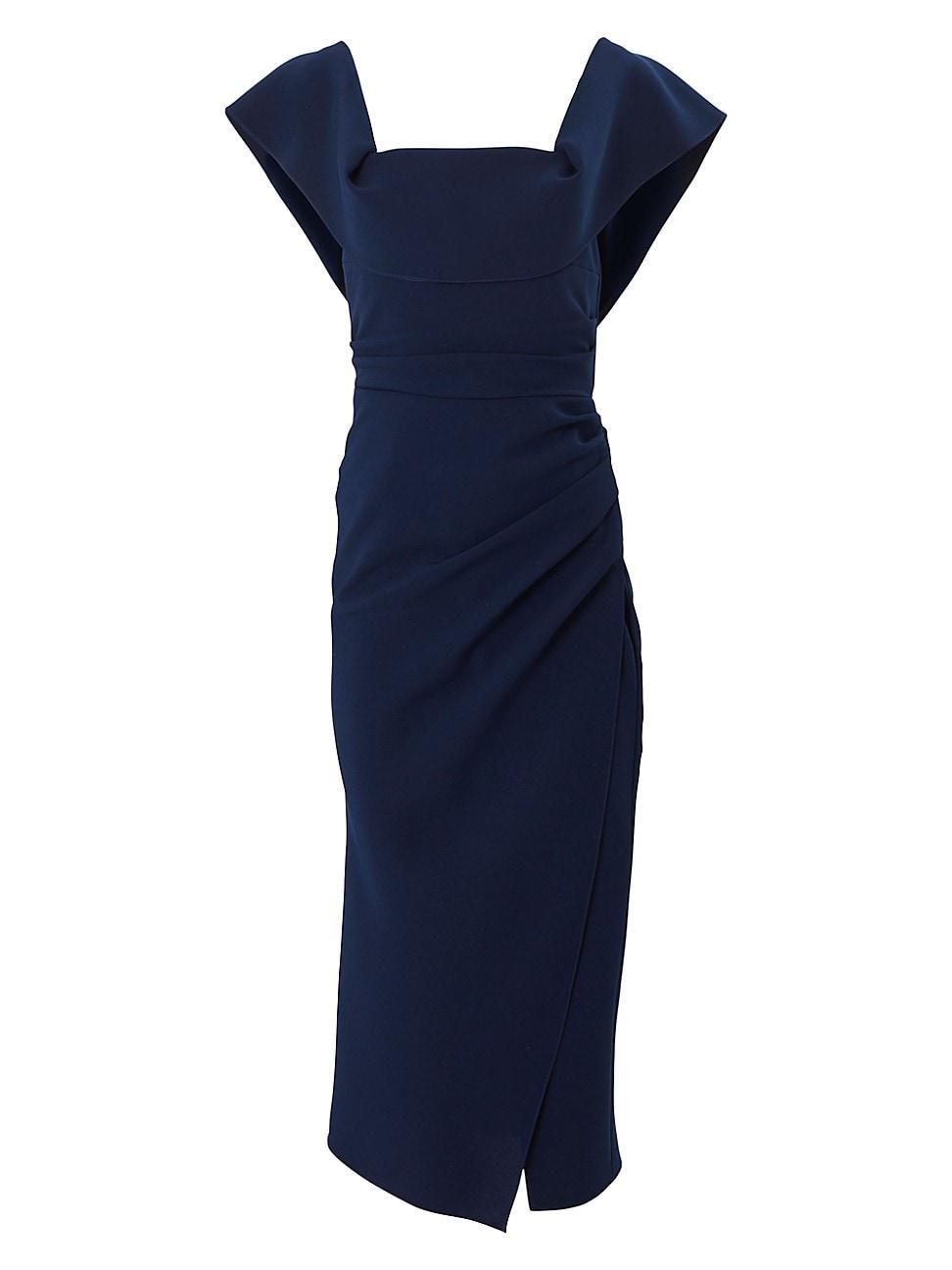 Womens Ruched Square-Neck Midi-Dress Product Image