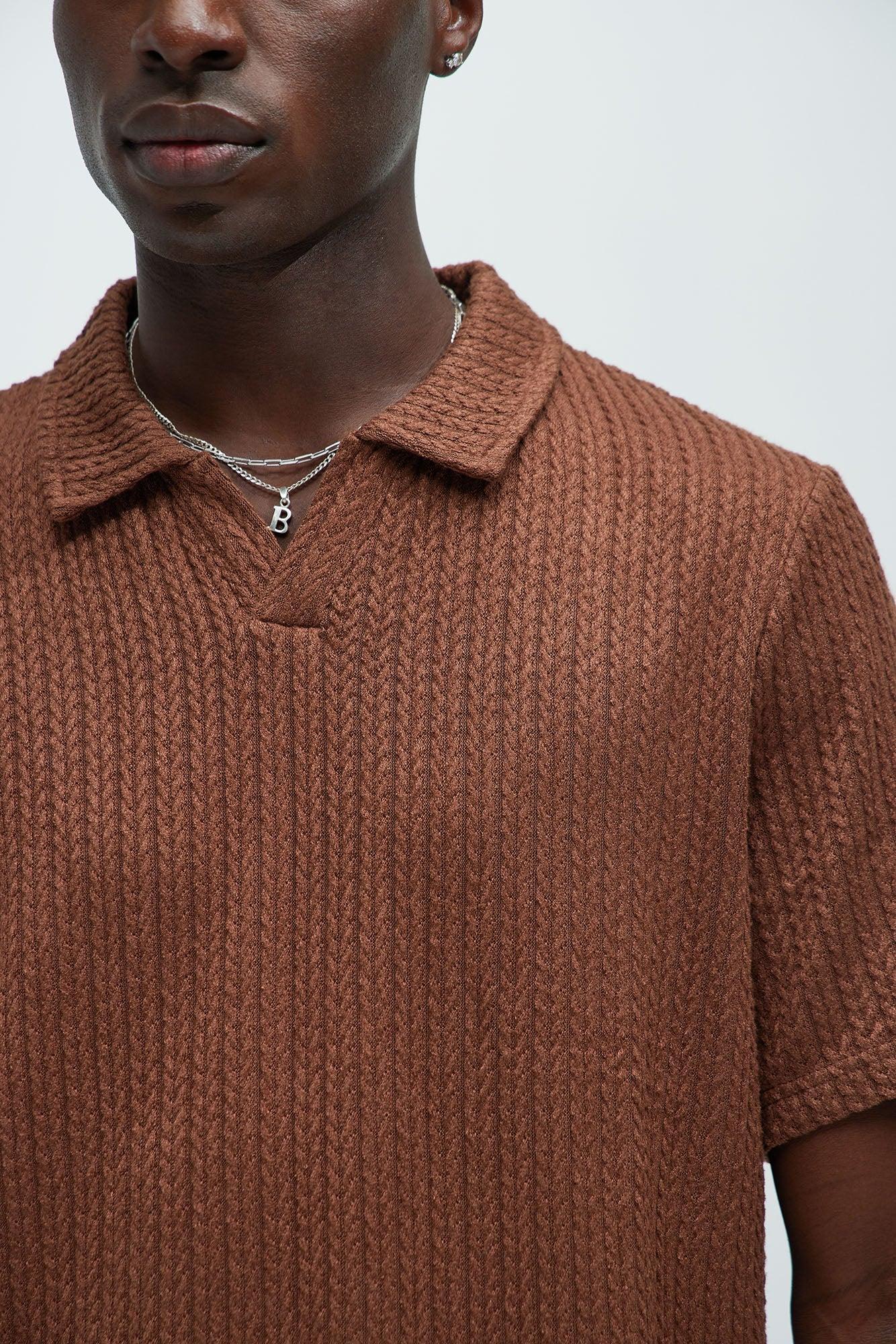 Catanina Textured Polo - Brown Product Image