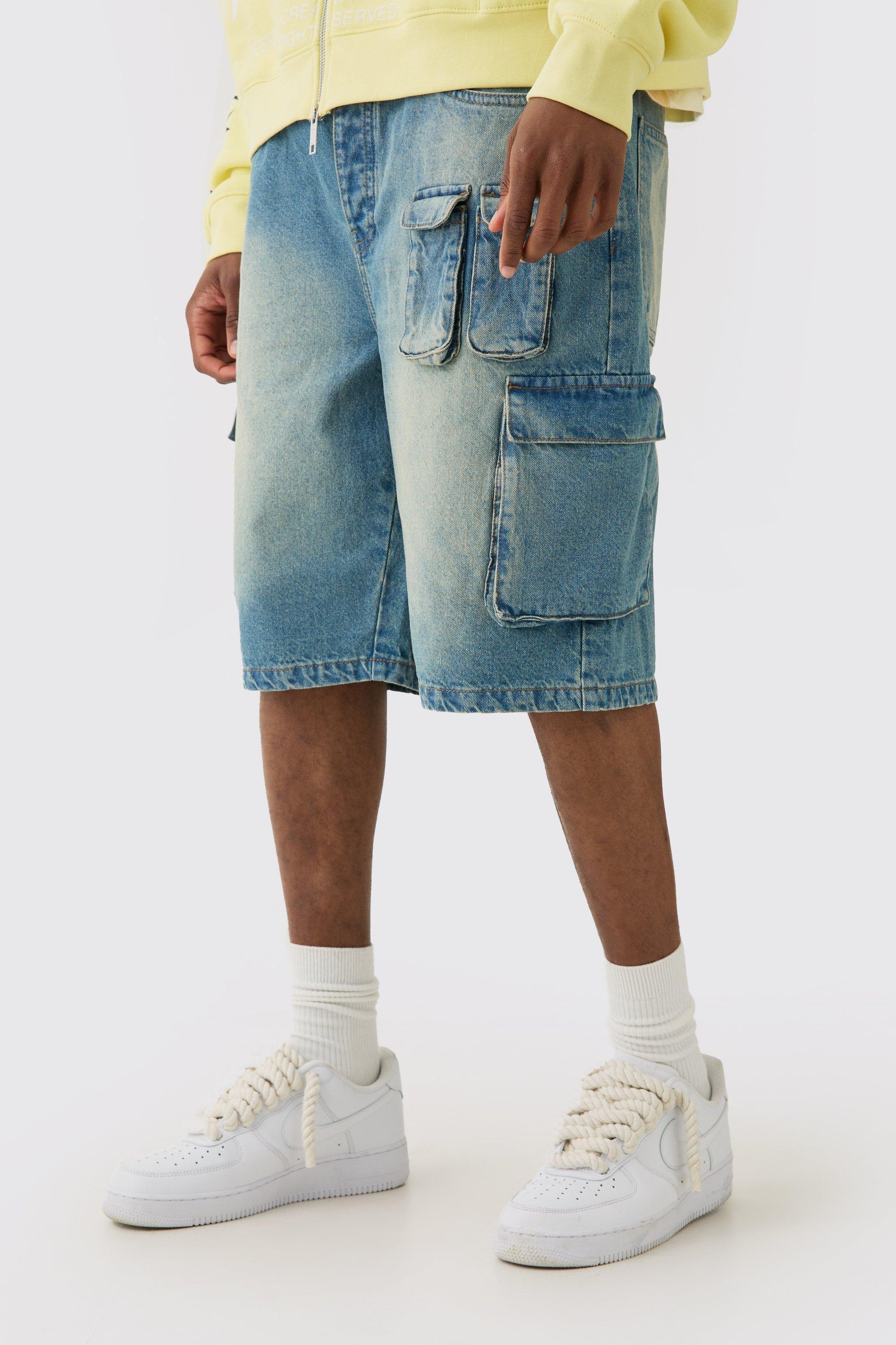 Mens Grey Tall Official Denim Shorts, Grey Product Image