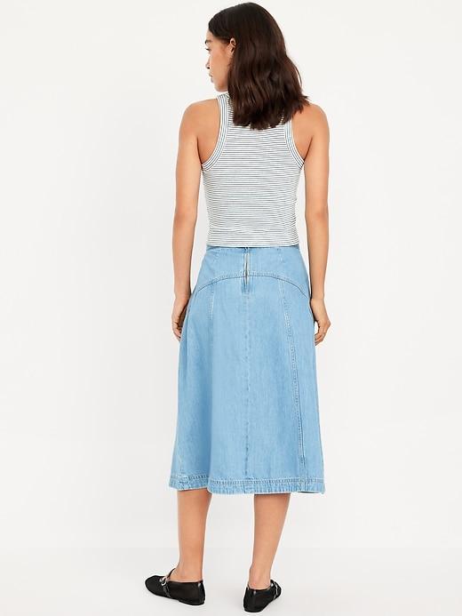 Mid-Rise Jean Midi Skirt Product Image